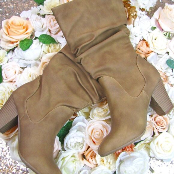 NIB XOXO Tan slouchy boots - Picture 2 of 10